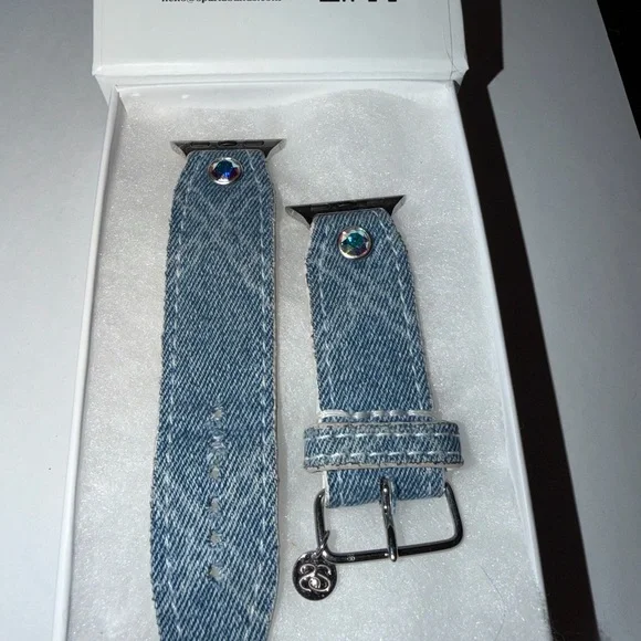 Authentic Upcycled Chanel Denim Skinny Watchband by Spark’l- size 3 - Picture 4 of 5